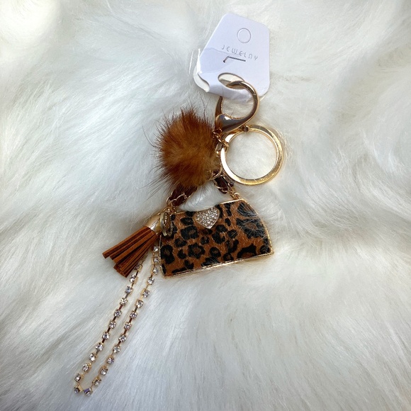 NWT Purse Charm/Key Chain With Mini Leopard Print Purse - Picture 1 of 1